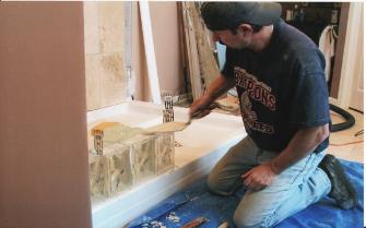 glass block installation, Portland, Maine
