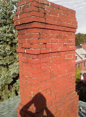 Brick chimney prior to replacement