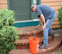 Maine custom built brick steps